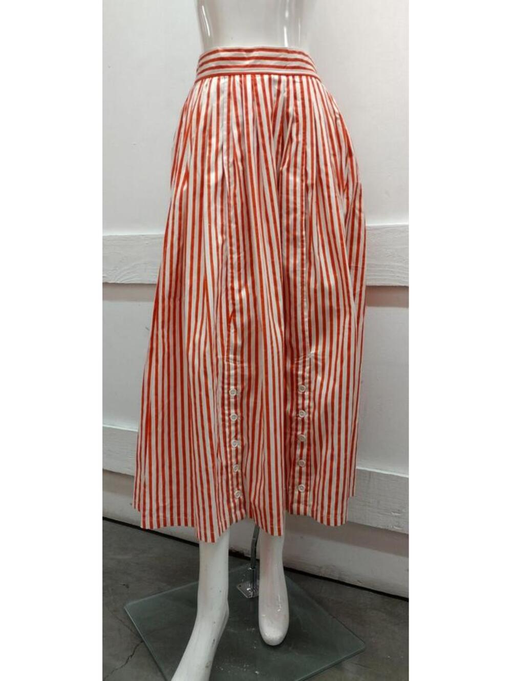 Vintage 80s does 1910s Edwardian Era Red Stripes Skirt S Cotton Hasting & Smith - Picture 7 of 17